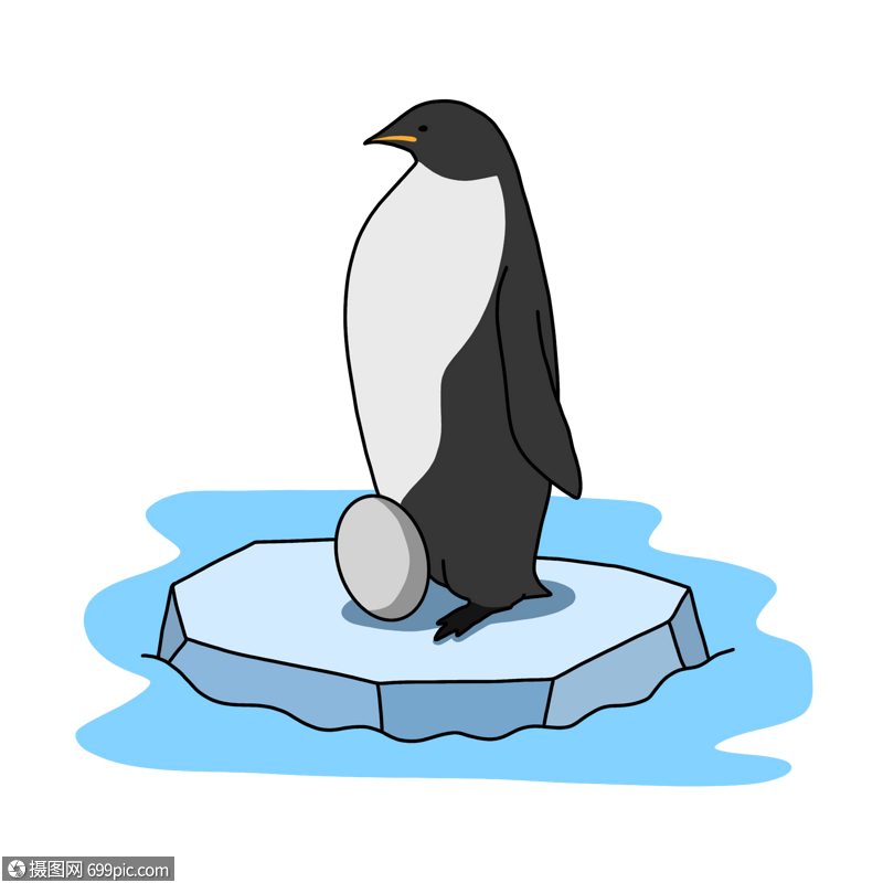 卡通企鹅孵蛋冰面直立