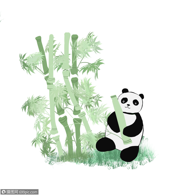 熊猫抱着竹子竹叶免抠