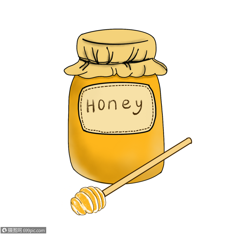 蜂蜜罐手绘罐装高清图片素材