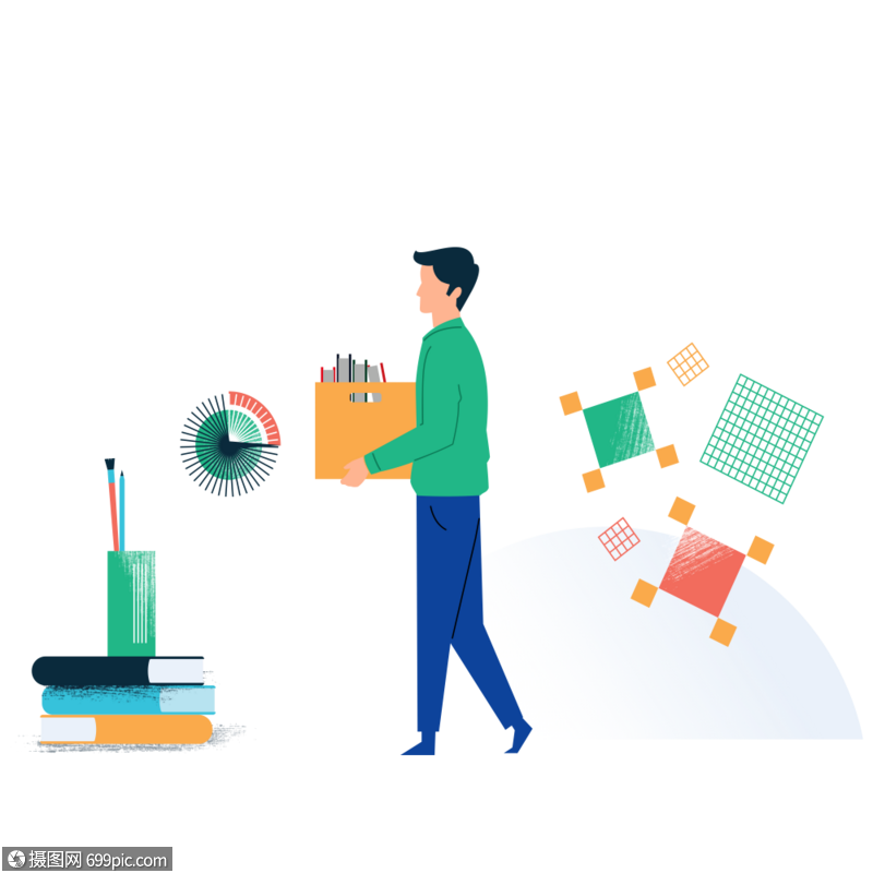 男人整理文件图标免抠矢量插画素材