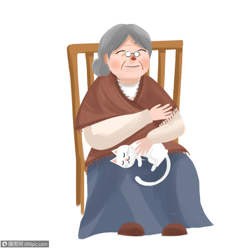 年老的老母亲卡通插图插图