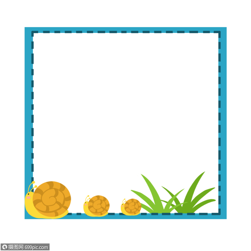 卡通排队的蜗牛边框