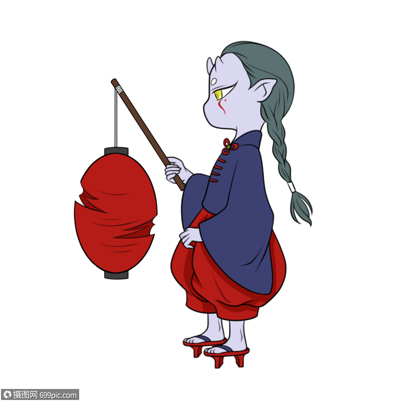 提灯笼小鬼小僵尸中国风中元节魑魅魍魉