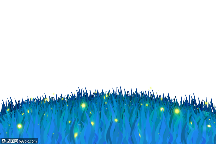 手绘/卡通元素 手绘夜晚遍布萤火虫的梦幻草地.psd