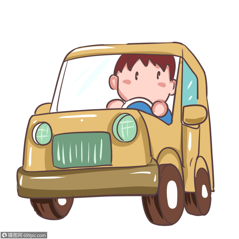 驾驶小汽车上班卡通插图插图