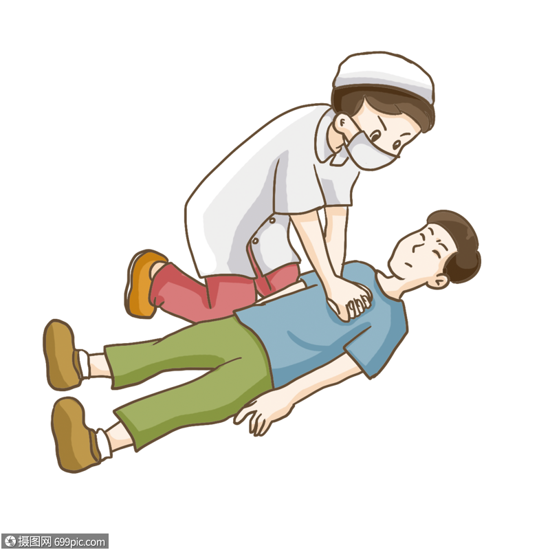 做心脏复苏的护士小护士创意卡通