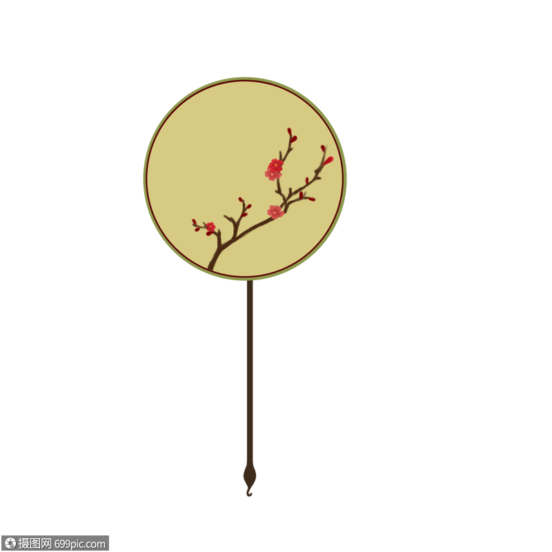 花草古风圆扇子圆形色彩