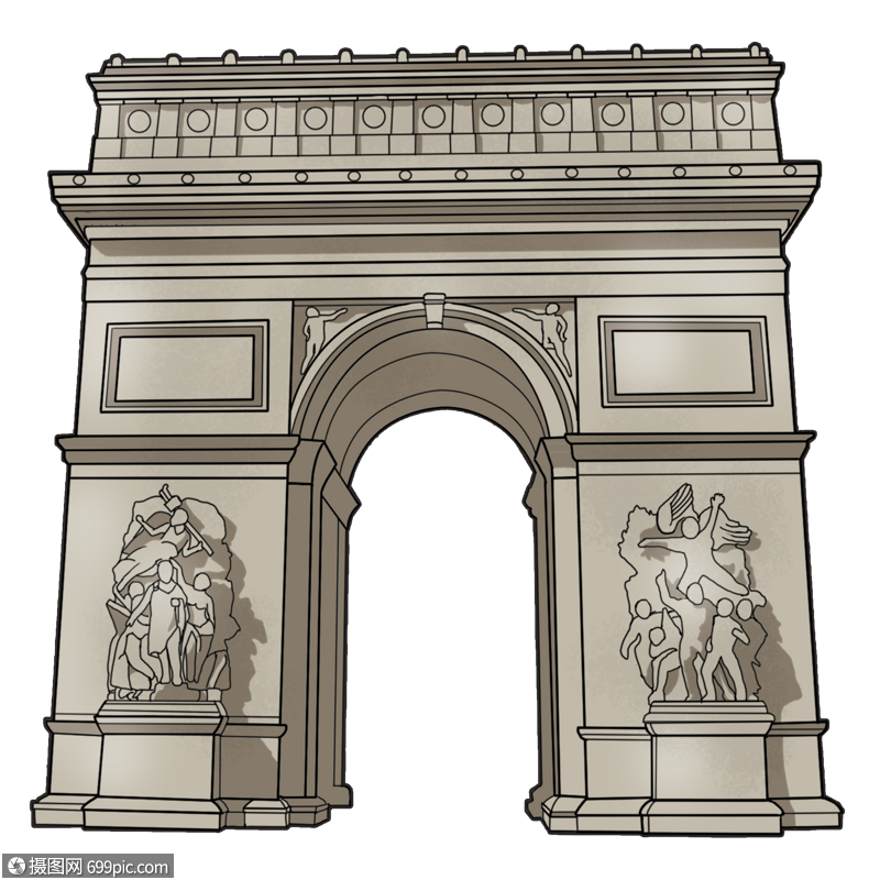 凯旋门旅游卡通国外建筑