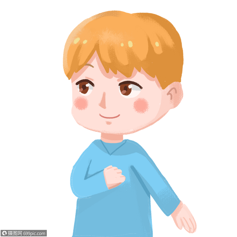 金发小男孩阳光男孩卡通插图