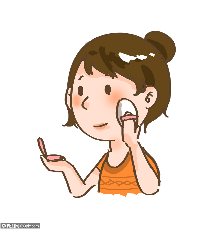 免抠元素 手绘/卡通元素 化妆的女孩.psd