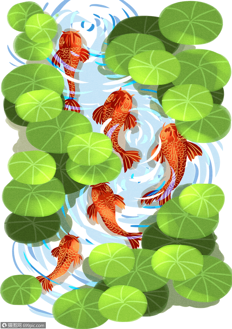 免抠元素 手绘/卡通元素 水里的鱼.psd