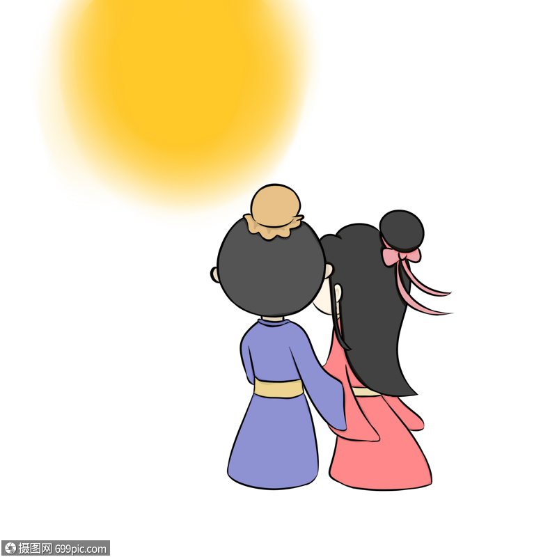 月下情侣七夕男孩图片