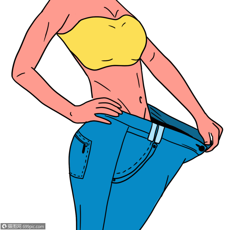 免抠元素 手绘/卡通元素 宽松的牛仔裤.psd