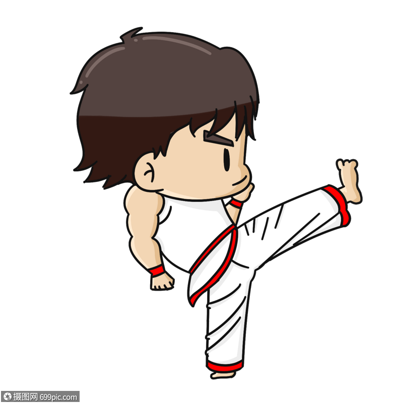 免抠元素 手绘/卡通元素 跆拳道男孩.psd