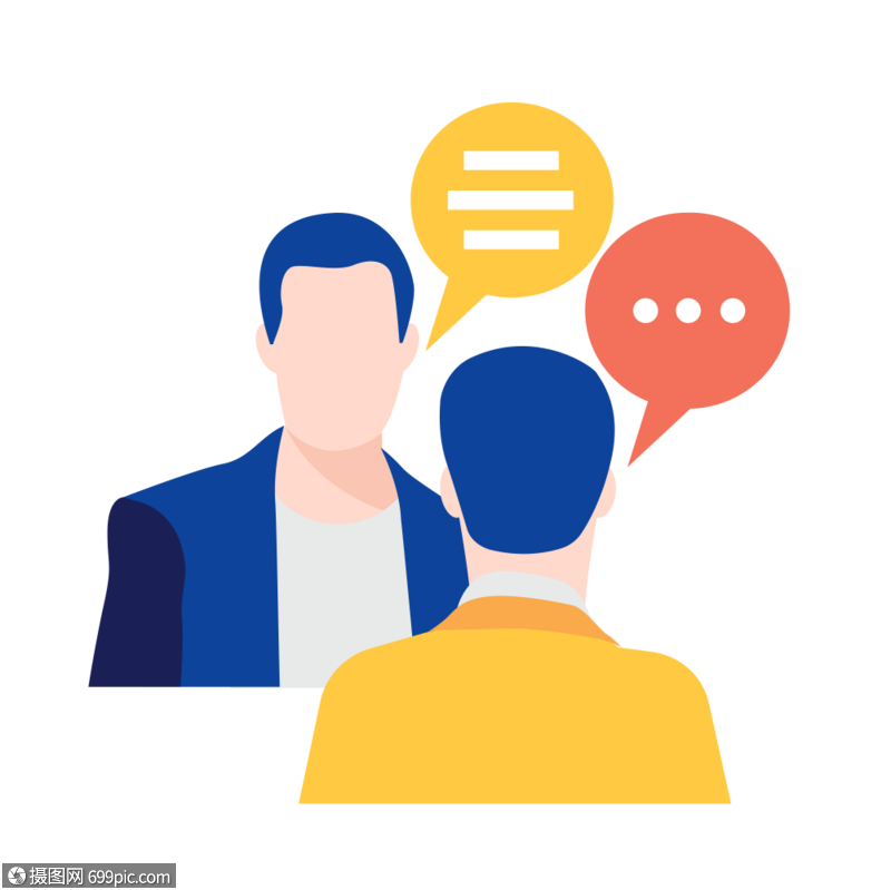 男人沟通交流图标免抠矢量插画素材