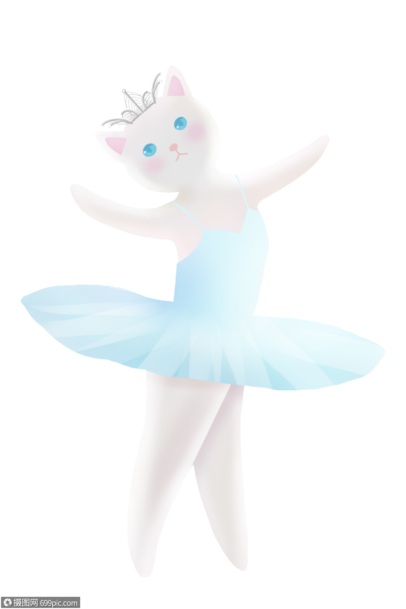 免抠元素 手绘/卡通元素 猫跳舞.psd