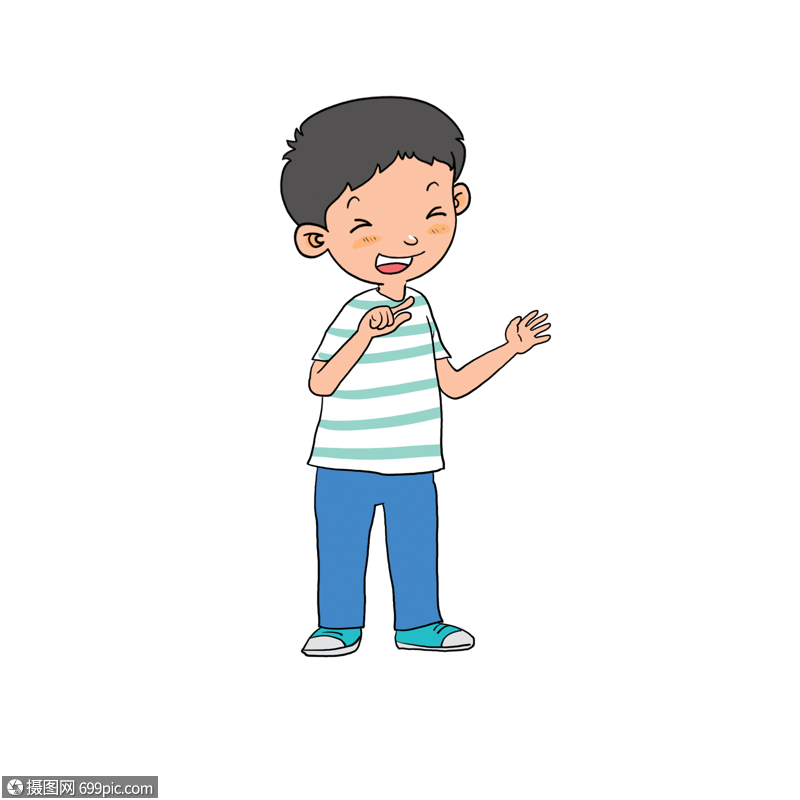 手绘说话的小男孩儿说话的男生可爱人物