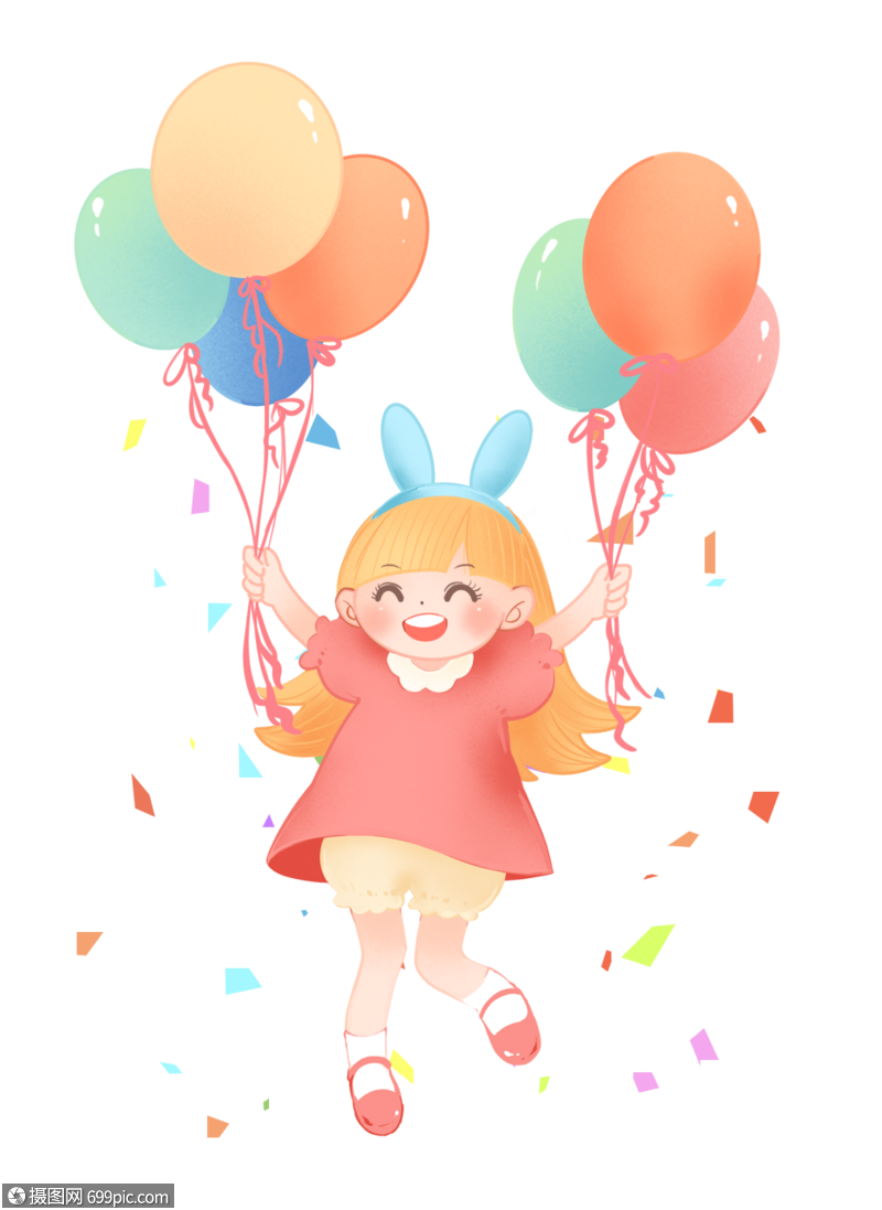 拿气球开心女孩