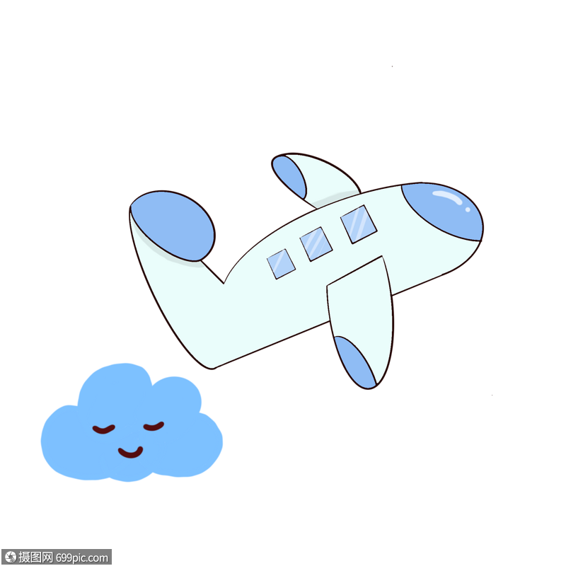 飞机小清新插画旅行