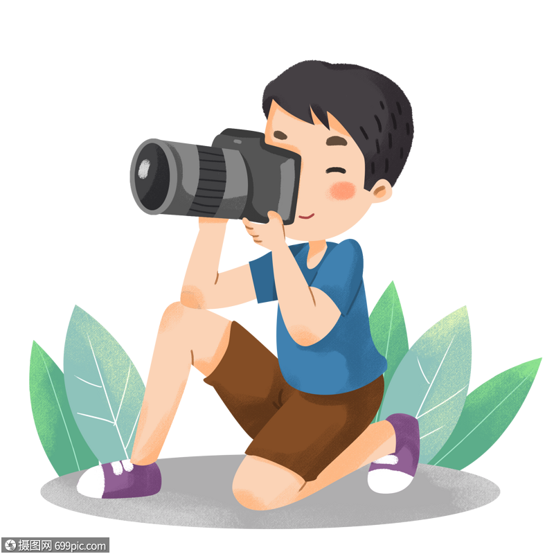 手绘拍照的男孩