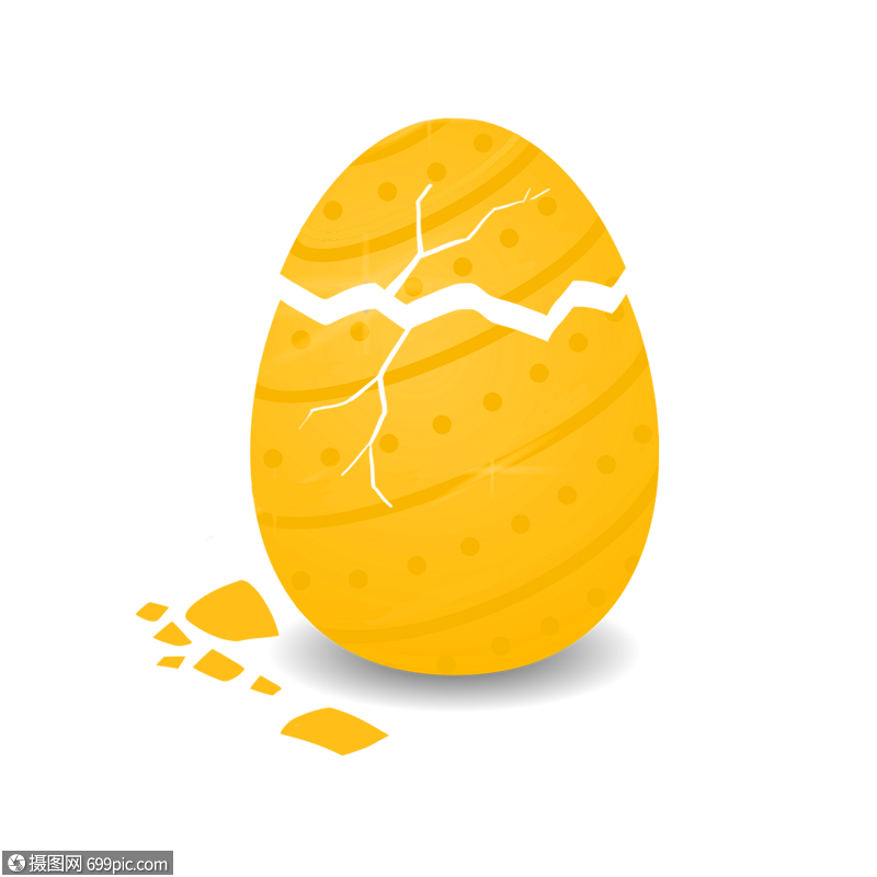 手绘砸金蛋金色免抠