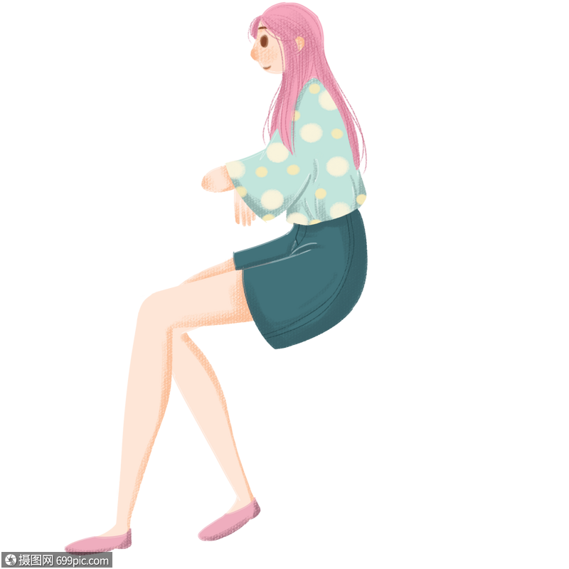 卡通女生坐姿