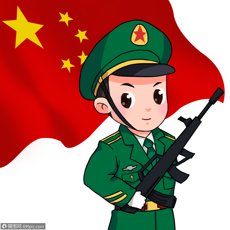 卡通国旗士兵护卫军人军装