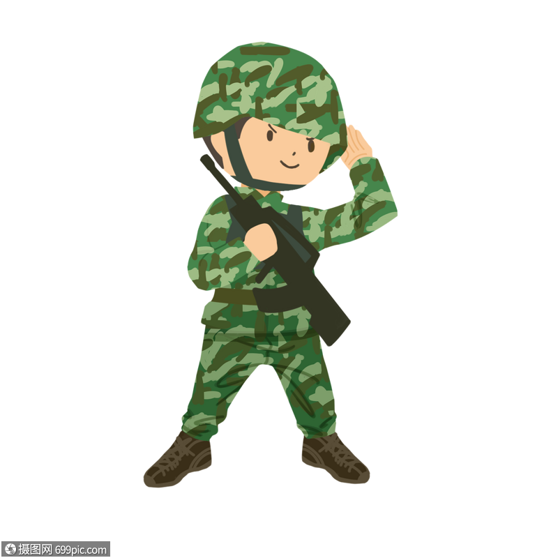 卡通建军节陆战队员
