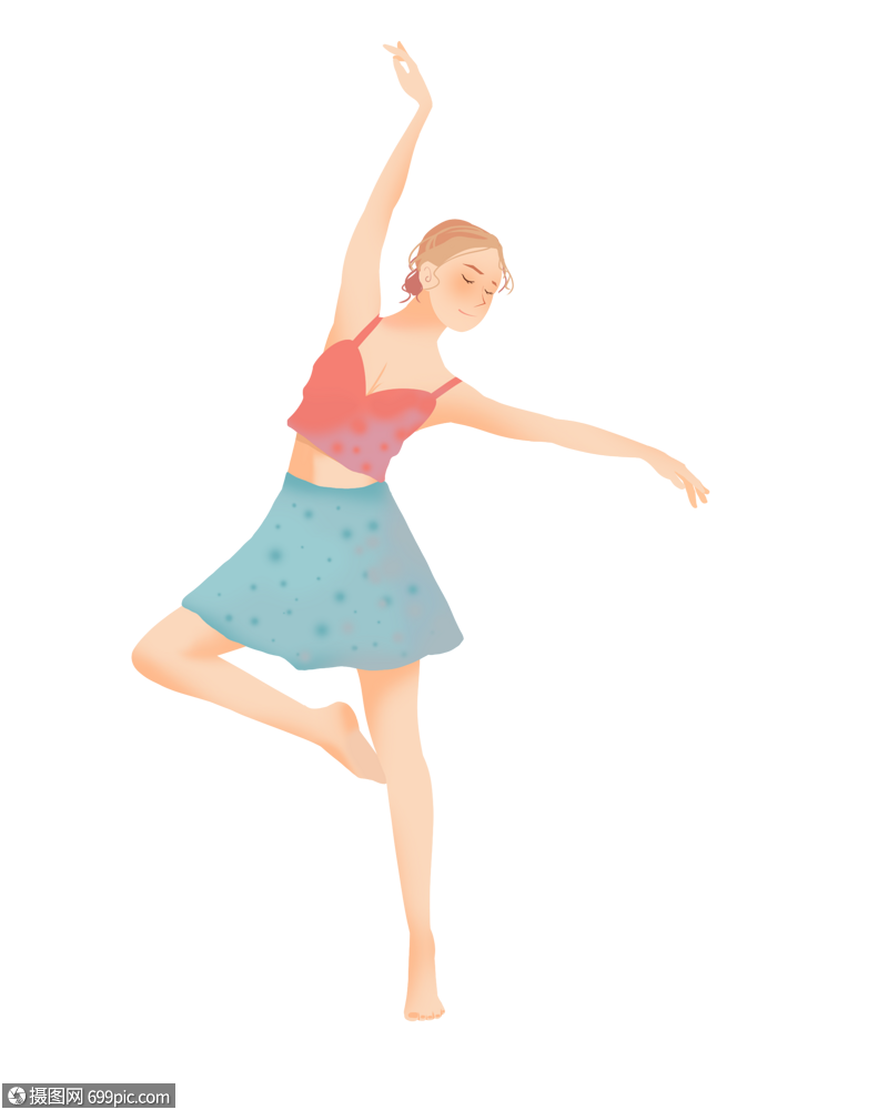 跳舞的优雅女孩跳舞女孩手绘