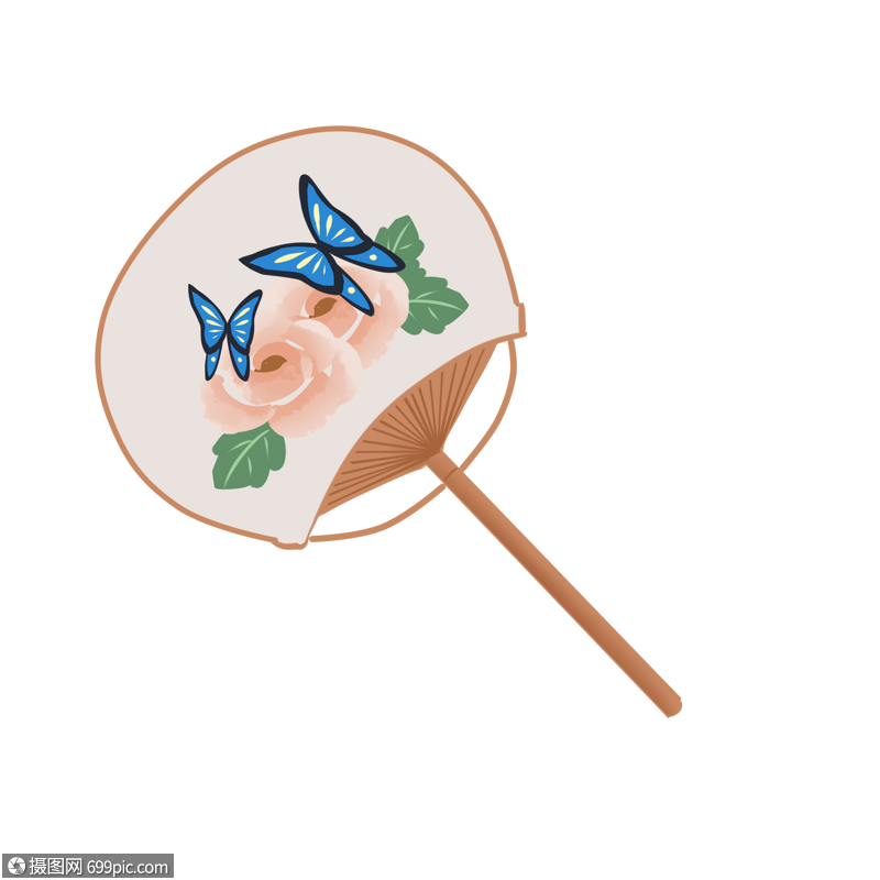 蔷薇蝴蝶团扇