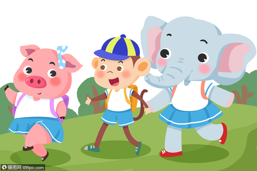 小动物拟人去上学