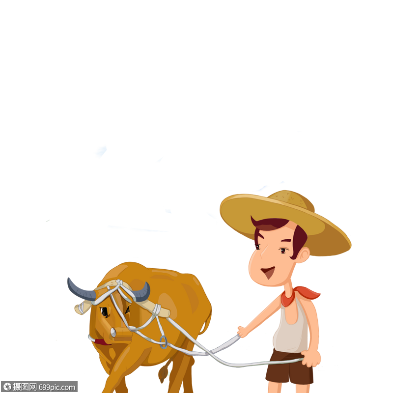 免抠元素 手绘/卡通元素 赶着牛劳动的人.psd