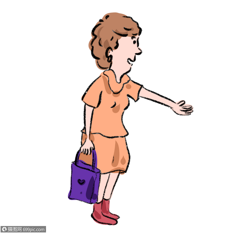 女生伸手接物卡通漫画