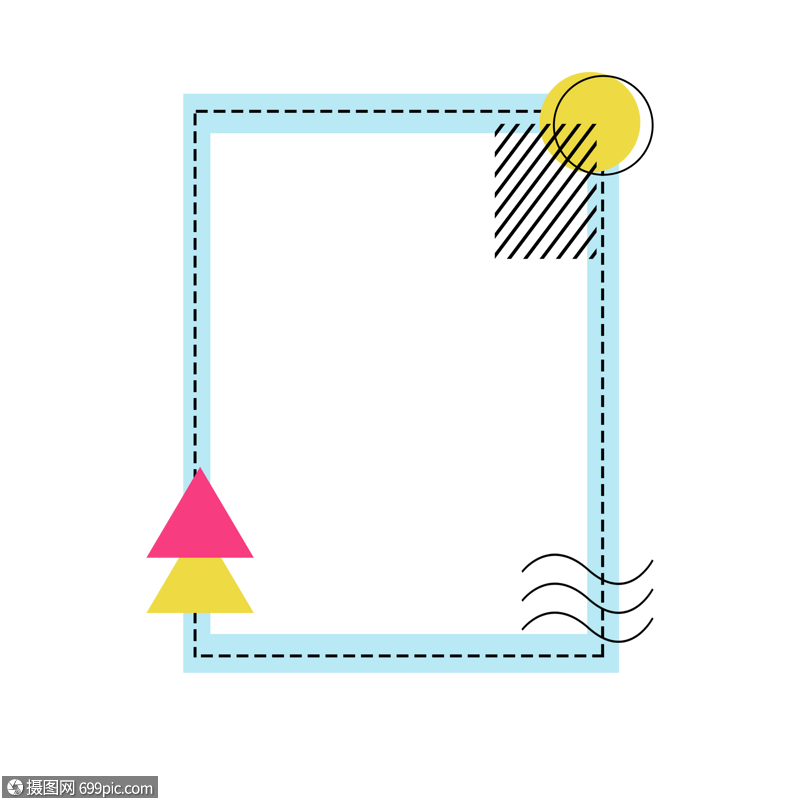 孟菲斯几何边框简约平面素材