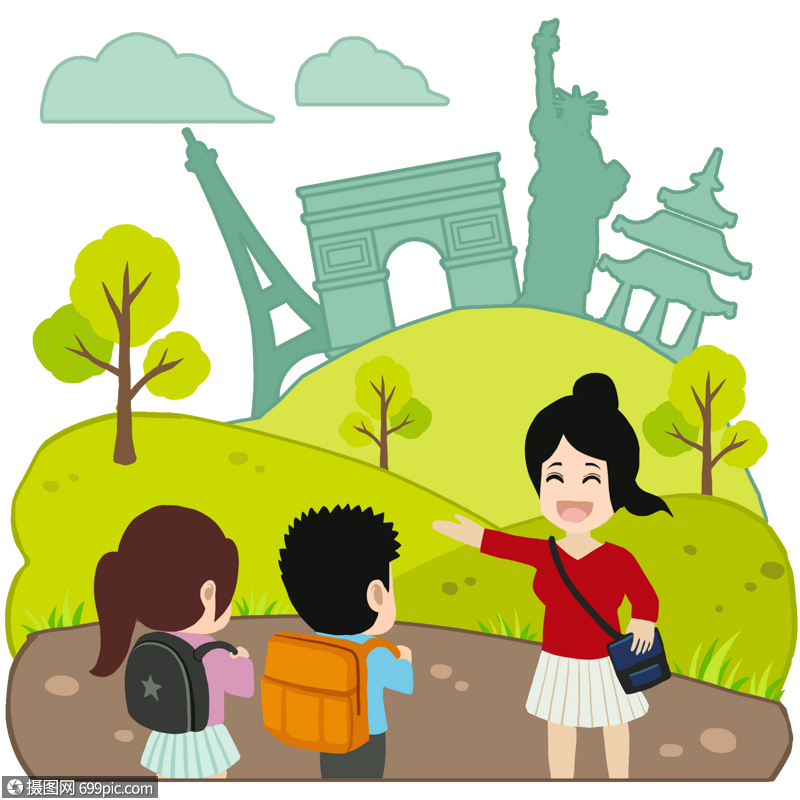 免抠元素 手绘/卡通元素 暑期旅游户外拓展游学.psd