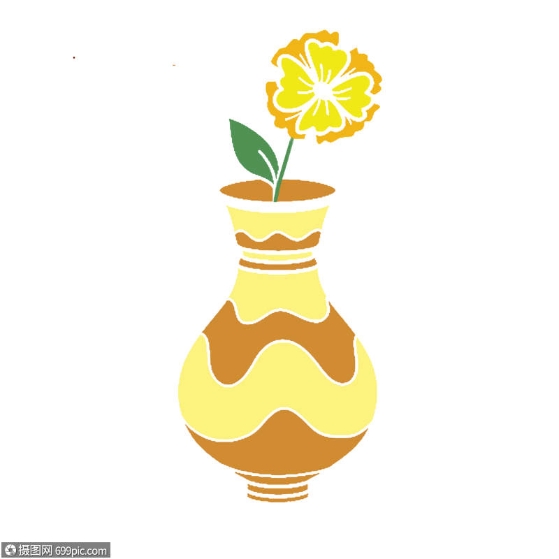 免抠元素 手绘/卡通元素 卡通创意花瓶插图.psd
