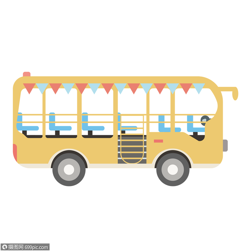 免抠元素 手绘/卡通元素 观光车扁平插画.ai