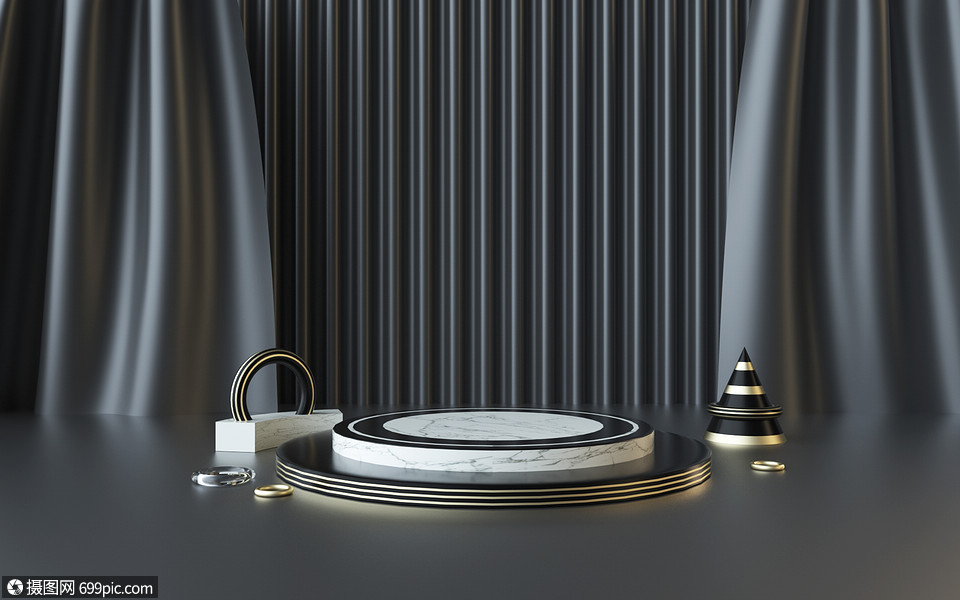 几何黑金展台背景简约背景c4d