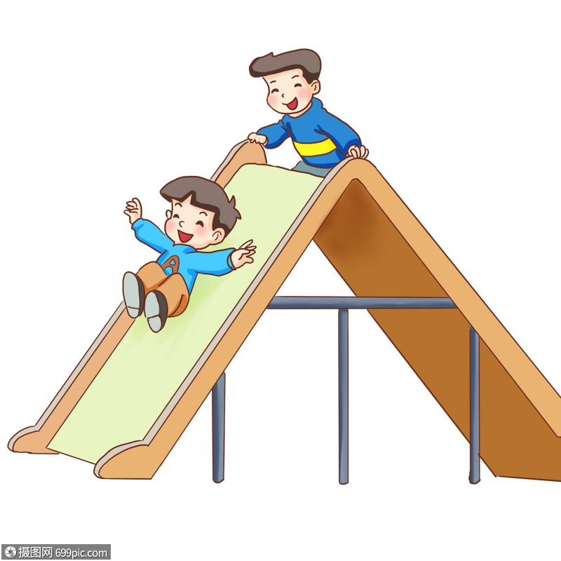 滑滑梯玩滑梯小男孩