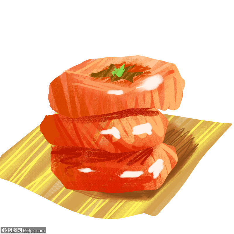 免抠元素 手绘/卡通元素 柿饼.psd