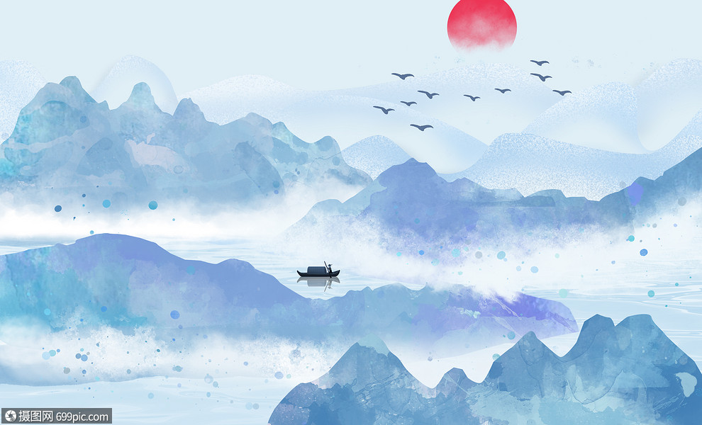 水墨山水山水画中国风