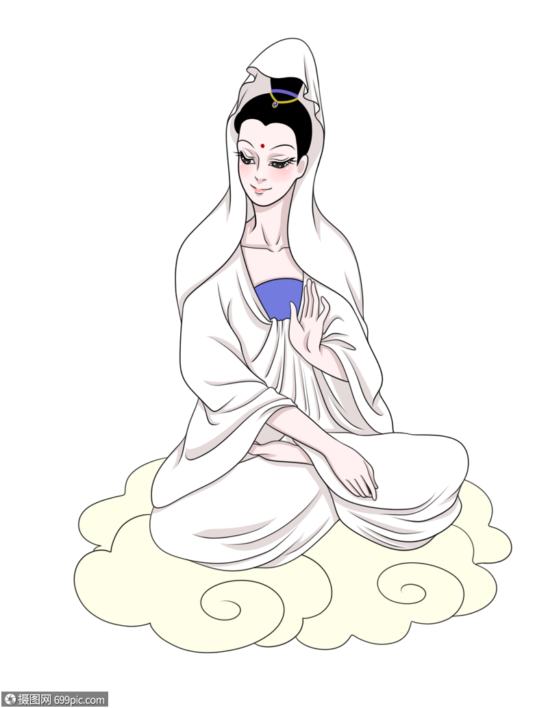 端坐打坐修道的观音菩萨观音成道日八月一