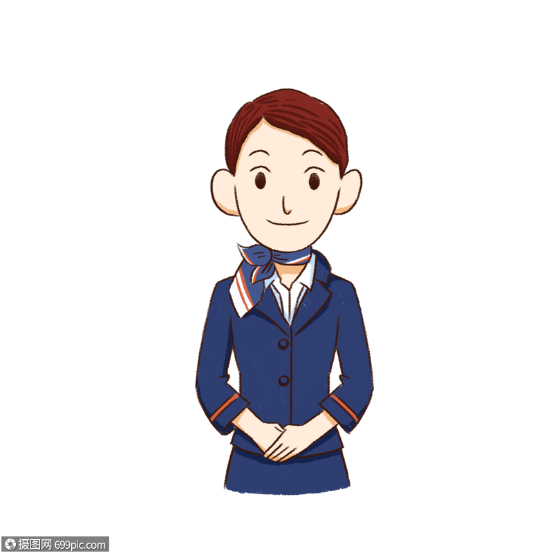 免抠元素 手绘/卡通元素 手绘空姐.psd