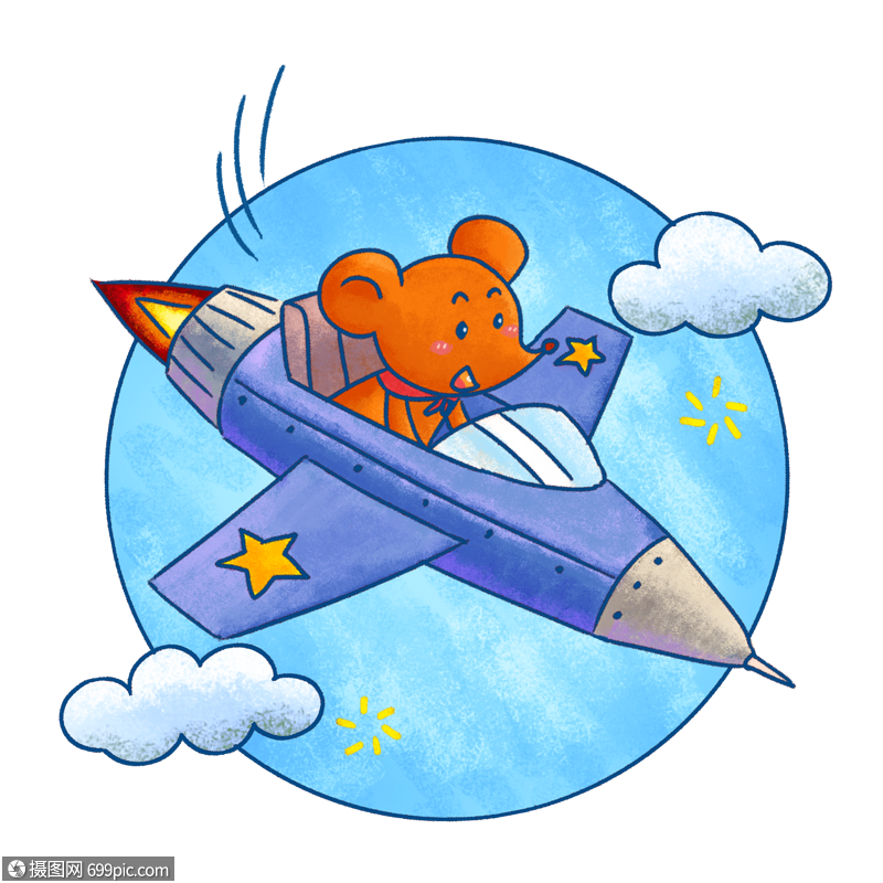 开飞机的小老鼠小飞机可爱卡通