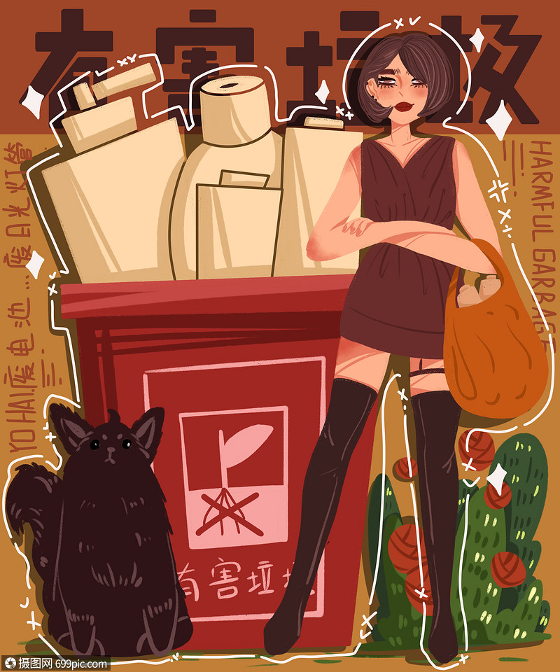 垃圾分类之有害垃圾人物形象