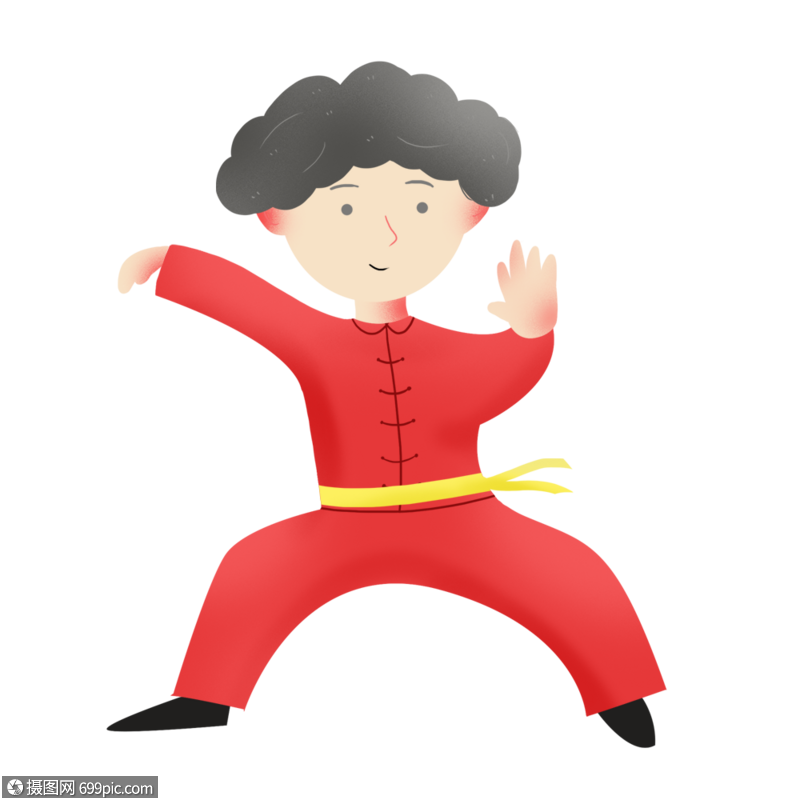 免抠元素 手绘/卡通元素 打太极的老人.png