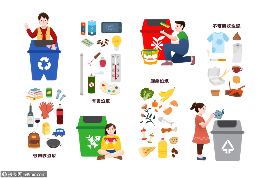 垃圾分类干垃圾垃圾桶