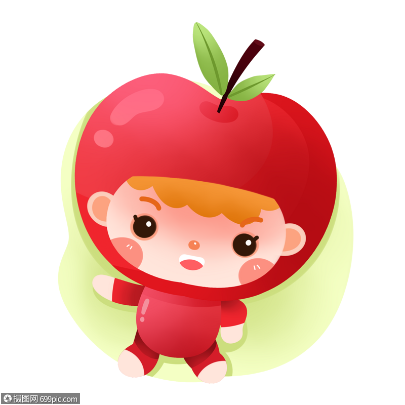 卡通苹果形象蔬果手绘元素