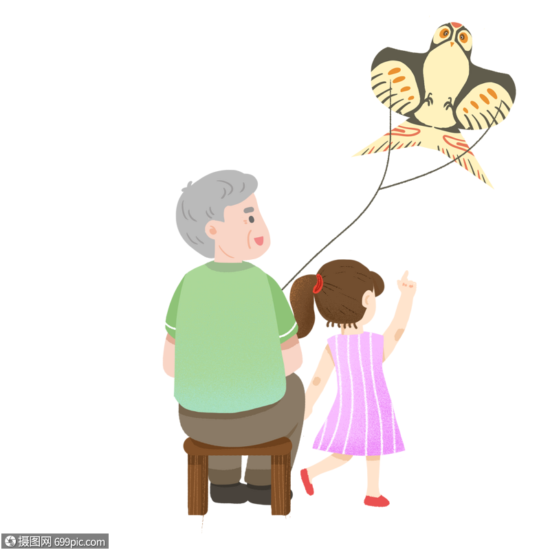 重阳节一起放纸鸢的爷孙爷爷风筝敬老