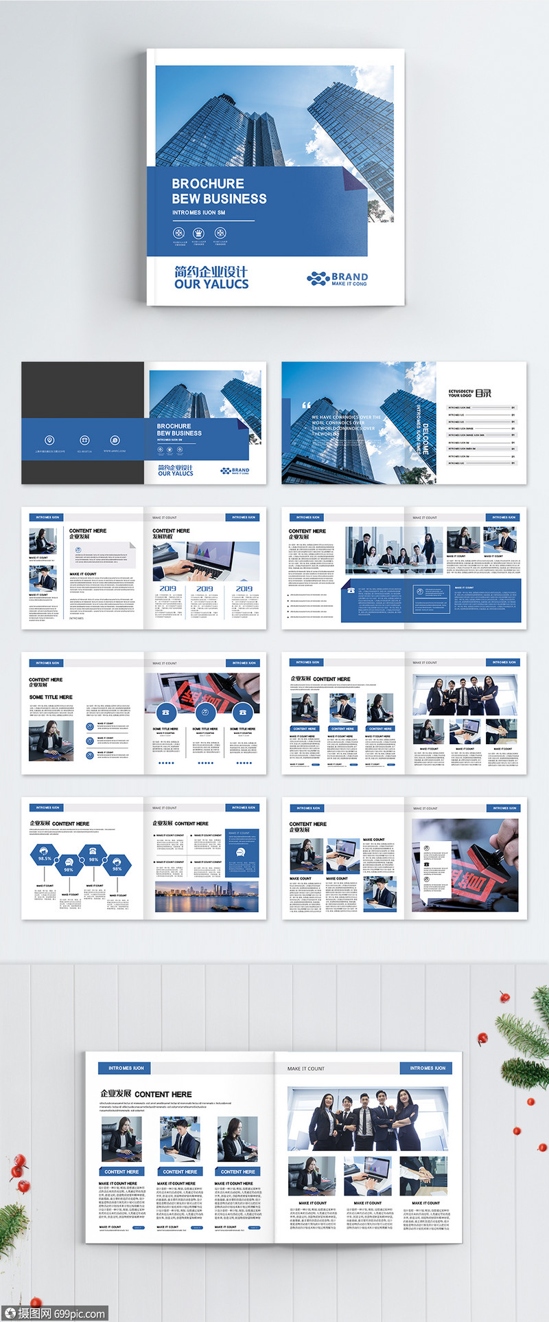 蓝色企业画册整套